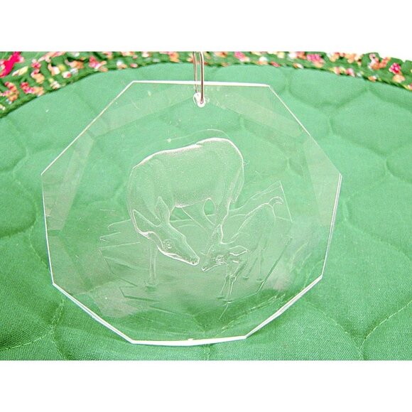 Vintage Etched Acrylic Christmas Ornament Deer Life Holiday Treasures Collector - Picture 1 of 8